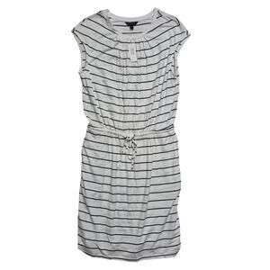 Banana Republic Stripe Knee Length T-Shirt Dress Women Medium Pockets Cap Sleeve